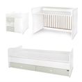 Bed MiniMAX NEW white+milky green Variant A /teen bed; study desk; cupboard/